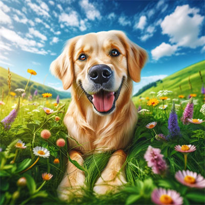 Ein Bild vom Hund im Gras